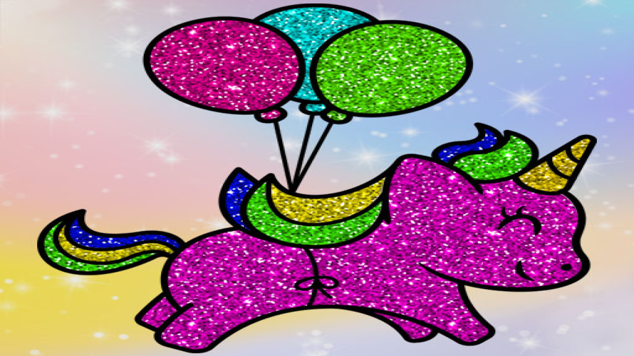 Play Coloring Book Glittered Unicorns iOS Online Game Free Now