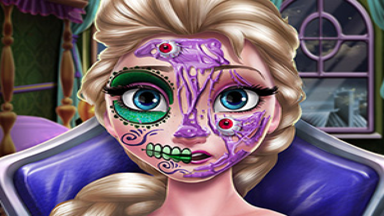 Play Elsa Scary Halloween Makeup Online No Download