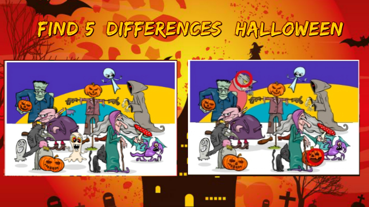Free Find 5 Differences Halloween Online PC Games
