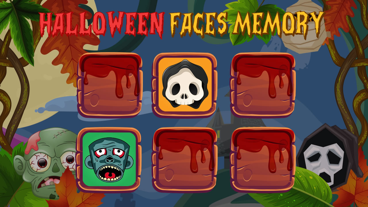 Play Halloween Faces Memory Free Mobile Game Now