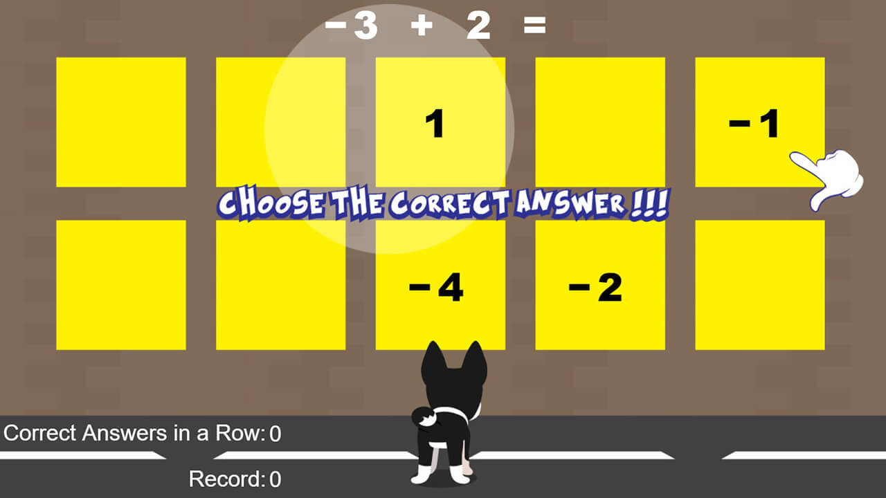 Play Free Math Dog Integer Addition Now Online Game
