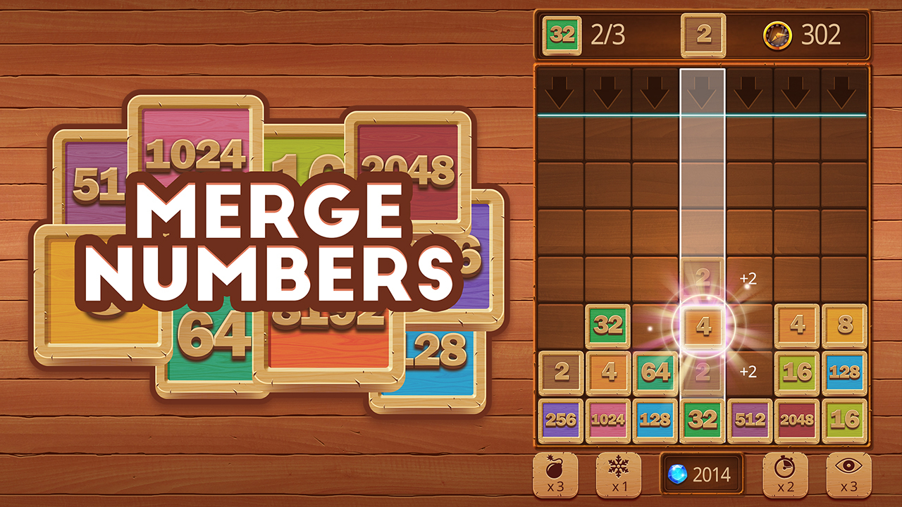 Free Merge Numbers Wooden edition Game Mobile Play