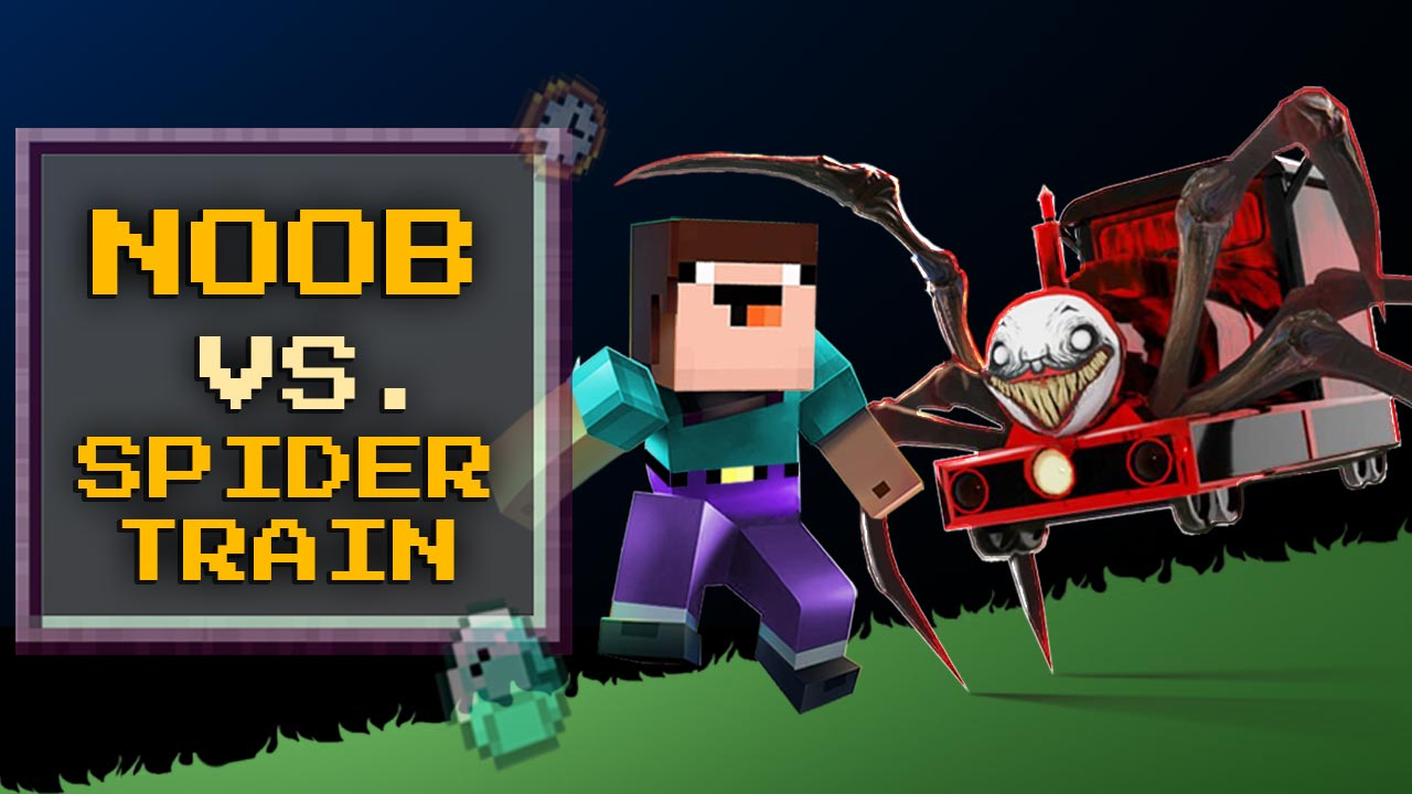 Play Noob VS. Spider Train Online Android Game Now